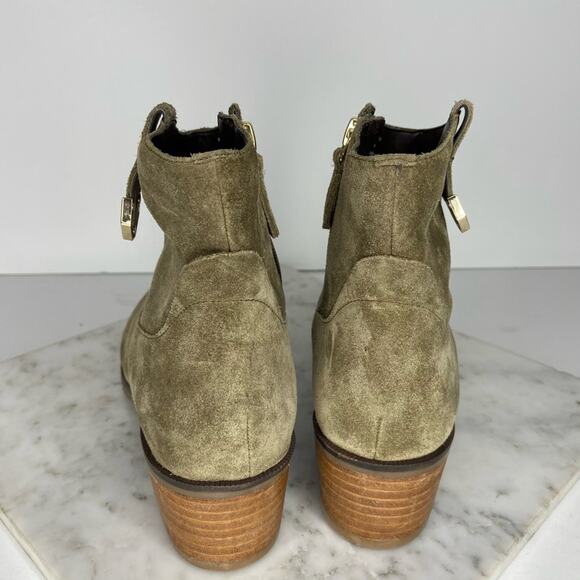 New Cole Haan Maci Western Ankle Boots Pull On Olive Green Suede Heeled US 7 - Picture 5 of 10